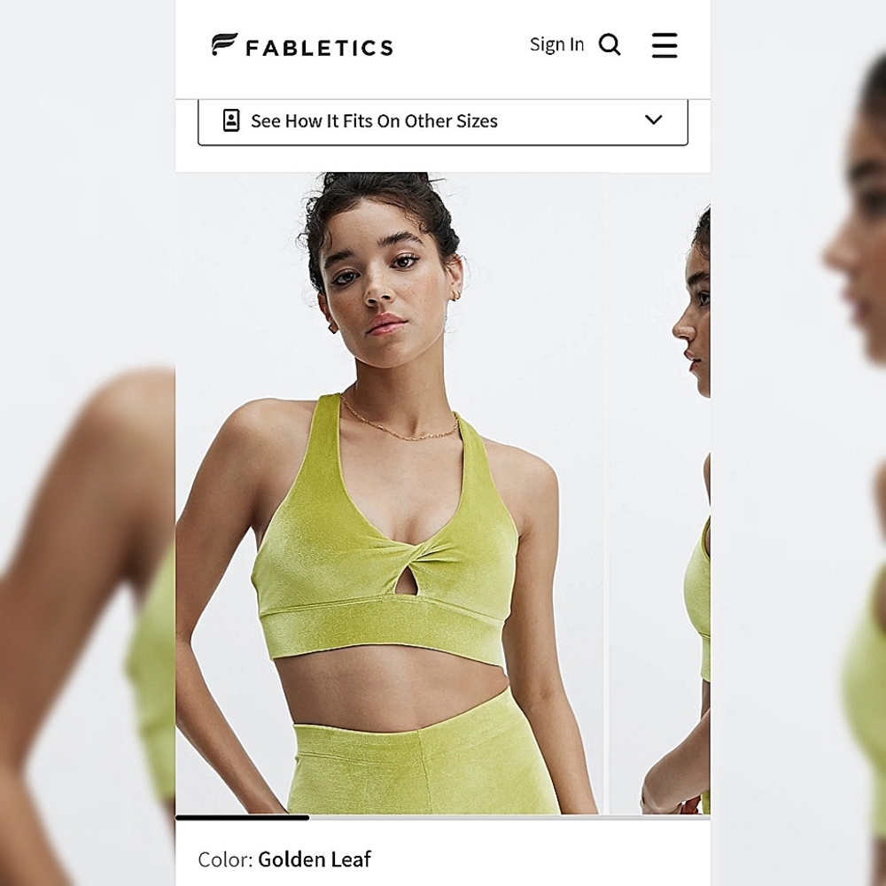 Fabletics Velor Oasis Bra top size small